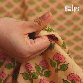 Blue - Cotton Hand Block Sanganeri Print Fabric 02