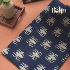 Bindaas Hand Block Art Print Natural Dyed Cotton Fabric - Jumping Frog