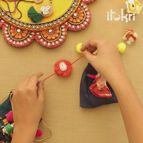 Handmade Beads Shell Work Rakhi & Lumba Set 116