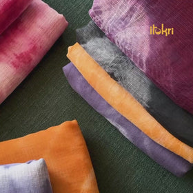 Orange - Shibori Tie-Dye Kota Doria Cotton Fabric 04