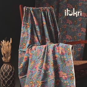 Rasa Lobhi Champa Motif Floral Hand Block Printed Cotton Fabric 07