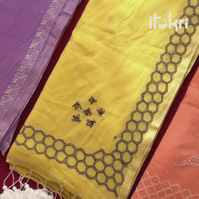 Pink - Lucknow Chikankari Hand Embroidery Terivoile Cotton Saree 11