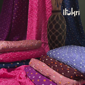 Purple - Kutch Bandhani Tie-Dye Modal Silk Fabric 09