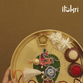 Bird - Reusable Handmade Beadwork Lumba Rakhi with Potli by Jugni 02