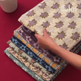 Blue - Pure Mul Cotton Kutch Hand Block Batik Print Fabric 03
