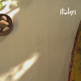 Yellow - Chanderi Silk Kutch Hand Block Print Natural Dyed Handloom Ajrakh Dupatta 21