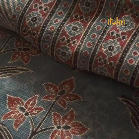 Blue - Kutch Hand Block Ajrakh Print Natural Dyed 3pc Unstitched Dress Material Suit Set 08