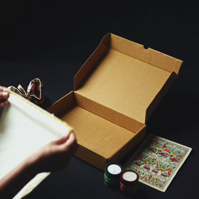 Diwali Gift Hamper - Festive Bamboo Tealight Candle Holder With Dryfruit & Folk Painting (3 Curated Products)