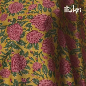 Pink - Sanganeri Hand Block Print Modal Silk Fabric 10