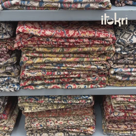 Black - Pedana Kalamkari Hand Block Print Natural Dyed Cotton Fabric 05