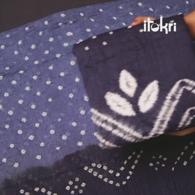 Brown - Kutch Tie-Dye Satin Cotton Bandhani 3pc Unstitched Dress Material 33