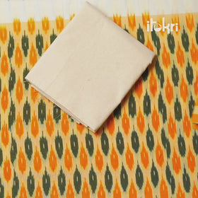 Multicolor - 3pc Cotton Handloom Pochampally Ikat Unstitched Dress Material 06