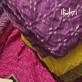 Purple - Kutch Bandhani Tie-Dye Chanderi Silk Fabric 09