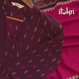 Black - Sambalpuri Ikat Pure Cotton Suit Set with Dupatta for women 10