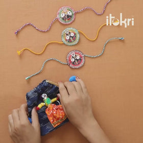 Lord Jagannath - Reusable Pattachitra Handpainted Rakhi with Potli 21