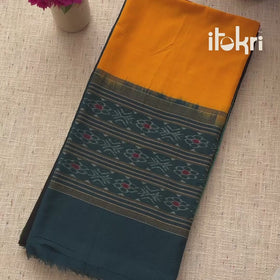 Green - Handloom Cotton 3pc Unstitched Sambalpuri Ikat Dress Material Suit Set 01