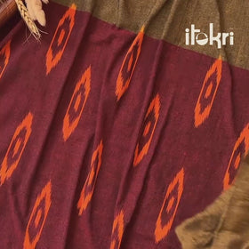 Blue - Hand Embroidered Pochampally Ikat Cotton Kurta with Palazzo & Dupatta Suit Set for Women 04