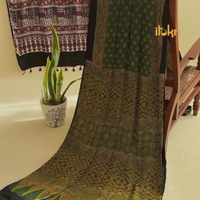 Red - Modal Silk Block Print Ajrakh Saree 20