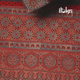 Yellow - 2pc Natural Dyed Cotton Block Print Unstitched Ajrakh Dress Material 13