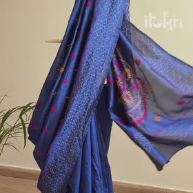 Yellow - Bengal Nakshi Kantha Hand Embroidered Silk Saree 03