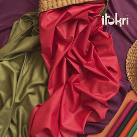 Red - Handloom Tussar Silk Cotton Fabric from Vidarbha 09