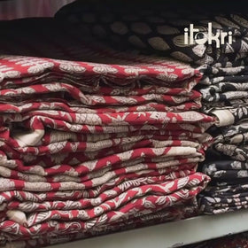 Black - Bagru Hand Block Prints Pure Handloom Chanderi Silk Fabric 20