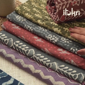 Purple - Bagru Dabu Hand Block Prints Natural Dyed Cotton Fabric 39