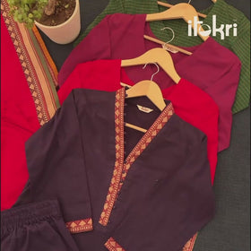 Dark Green - Dharwad Cotton Kurta with Palazzo & Dupatta Set