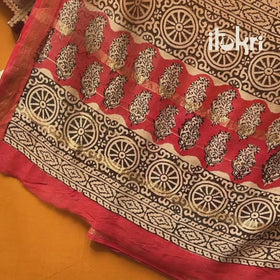 Green - Natural Dyed Block Print Maheshwari Silk Vanaspati Bagru 3pc Unstitched Dress Material 21