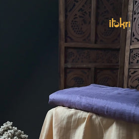 Blue - Handspun Handloom Mulberry Silk Plain Fabric 02