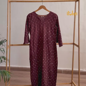 Gota Work Bandhani Tie-Dye Cotton A-Line Long Kurta for Women 13
