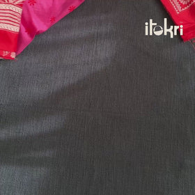 Black - Bengal Hand Embroidery Bangalore Silk Handloom Kantha Saree 19