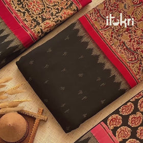 Pochampally Ikat Cotton Fabric with Kalamkari Border 03
