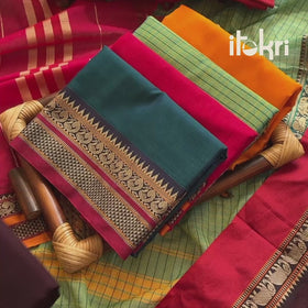 Dharwad Checks Mercerised Cotton 3pc Unstitched Dress Material Suit Set 04