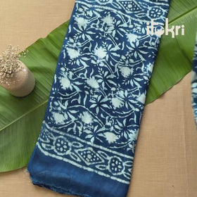 Brown - Bagru Vanaspati Block Print Modal Silk Lace Handwork 2pc Unstitched Dress Material Kurta Set 12