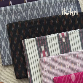 Blue - Pochampally Ikat Weave Pure Cotton Fabric 02