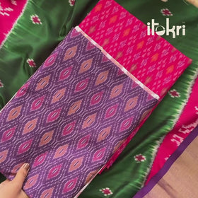 Red - Pochampally Ikat Handloom Sico Unstitched Dress Material: Kurta with Dupatta 03