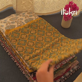 Blue - Kutch Hand Block Ajrakh Print Natural Dyed Cotton Fabric 21