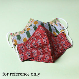  Ajrakh Block Printed Cotton 3 Layer Maska Snug Fit Face Cover 