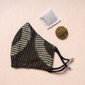  Block Printed Cotton 3 Layer Snug Fit Face Cover with Herb Pocket 