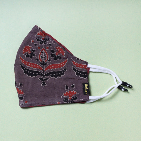  Ajrakh Block Printed Cotton 3 Layer Snug Fit Face Cover 