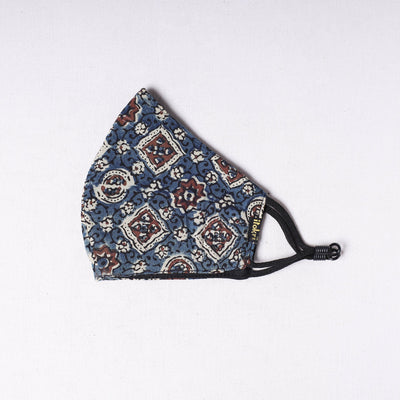  Ajrakh Block Printed Cotton 3 Layer Snug Fit Face Cover 