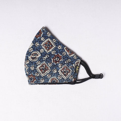  Ajrakh Block Printed Cotton 3 Layer Snug Fit Face Cover 