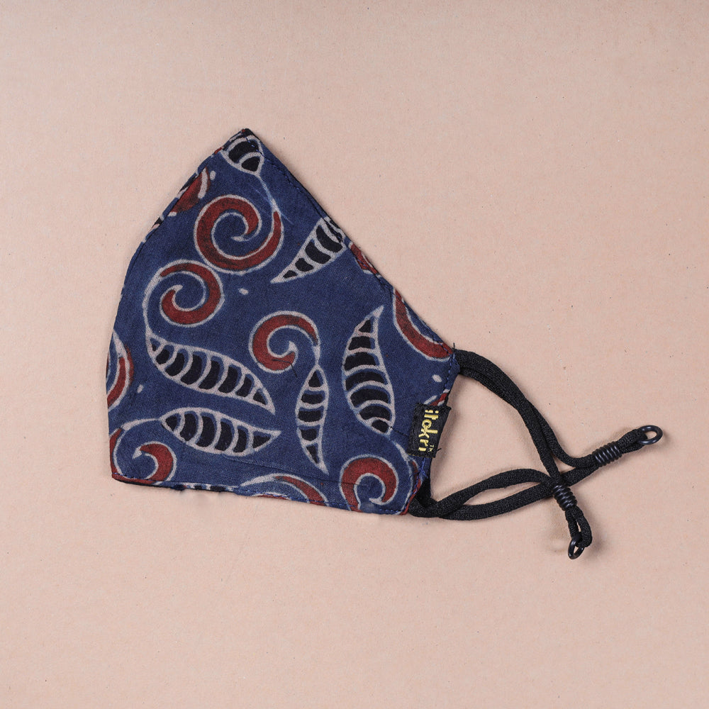  Ajrakh Block Printed Cotton 3 Layer Snug Fit Face Cover 