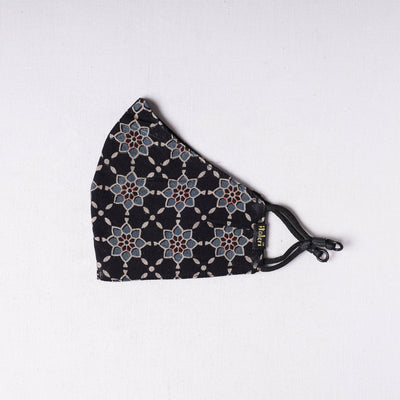  Ajrakh Block Printed Cotton 3 Layer Snug Fit Face Cover 
