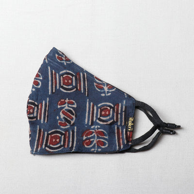  Ajrakh Block Printed Cotton 3 Layer Snug Fit Face Cover 