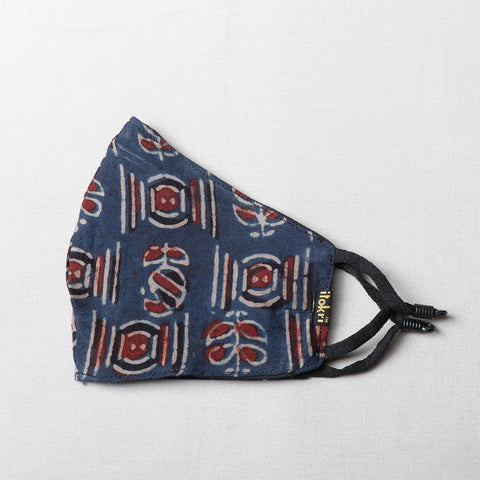  Ajrakh Block Printed Cotton 3 Layer Snug Fit Face Cover 