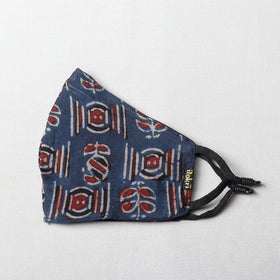  Ajrakh Block Printed Cotton 3 Layer Snug Fit Face Cover 