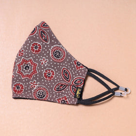  Ajrakh Block Printed Cotton 3 Layer Snug Fit Face Cover 