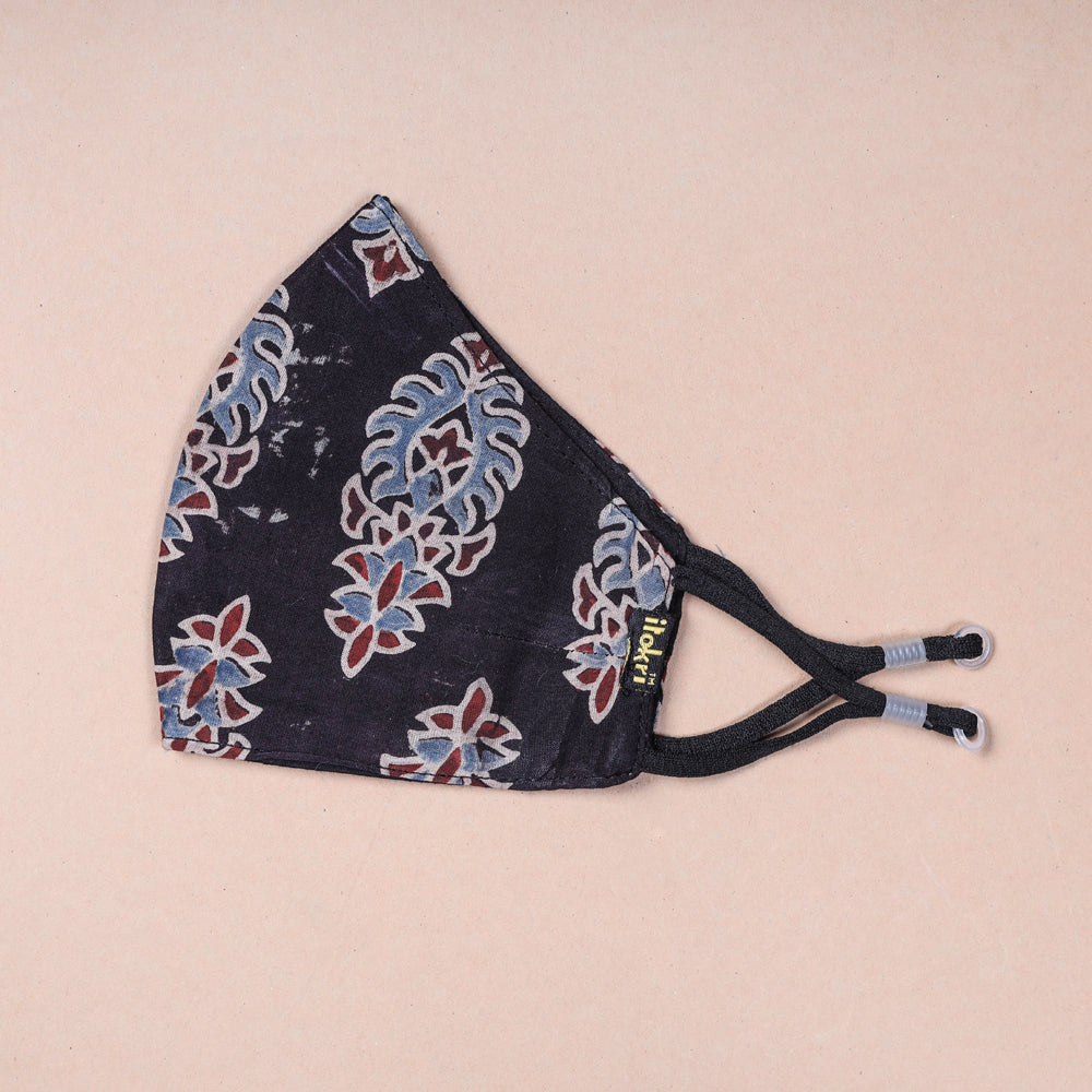  Ajrakh Block Printed Cotton 3 Layer Snug Fit Face Cover 